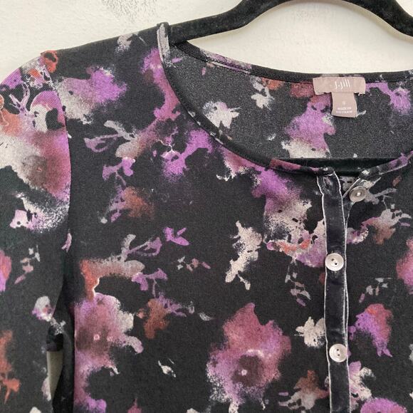 Whimsygoth J. Jill Black and Purple Floral Cardigan - Picture 5 of 7